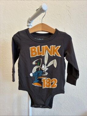 Rowdy Sprout Black Blink-182 Bunny Graphic Long Sleeve Bodysuit